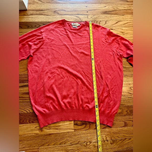 Peter Millar Crewneck Cotton Silk Crewneck Sweater Large - Red/Pink - Picture 4 of 6